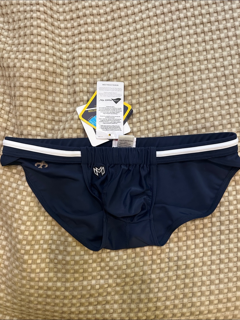 NWT Marcuse Maximo Navy Swim Brief with White Trim